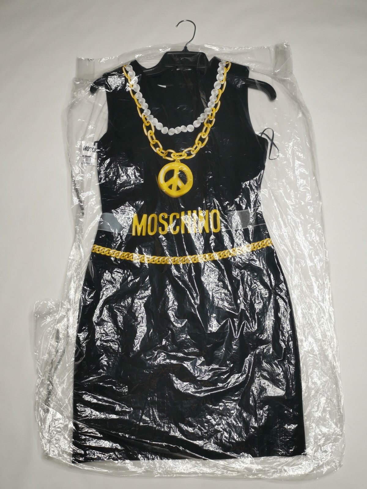 Pre-owned Moschino Couture Chain Necklace Logo Dress Black 40 / Us 6 $1055