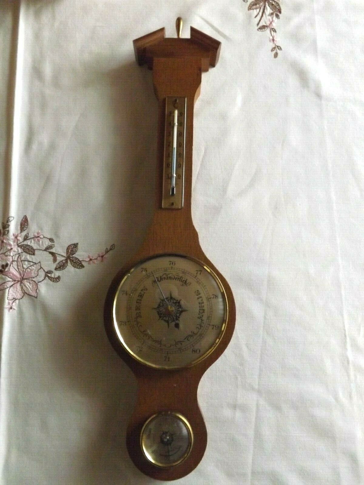 Huger Wetterstation Barometer Thermometer Hygrometer massiv Eiche