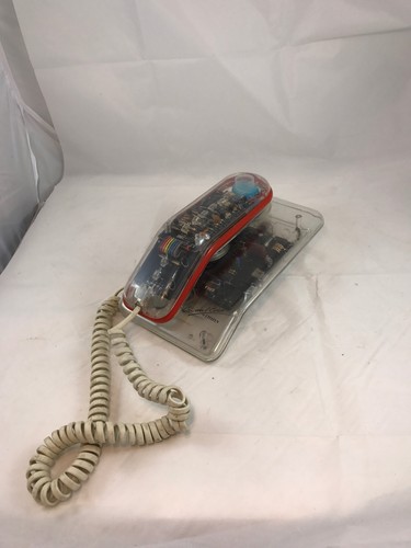 See Through Telephone Retro 1980's Crystal Clear Corded Land Line Phone Citizen