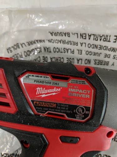 New Milwaukee 2462-20 M12 12V Li-Ion 1/4