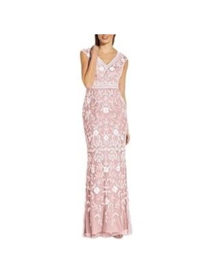 

ADRIANNA PAPELL Женская украшенная кепка с V-образным вырезом, полная длина, формальная русалка, Розовый