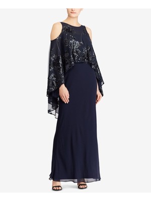 

RALPH LAUREN Женское темно-синее вечернее платье в пол с рукавами-кимоно и круглым вырезом RALPH LAUREN, Navy