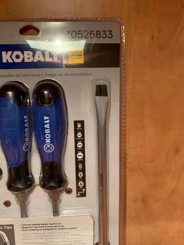 Kobalt 8-Piece Variety Screwdriver Set Chrome Plated Ergonomic Shaped New.