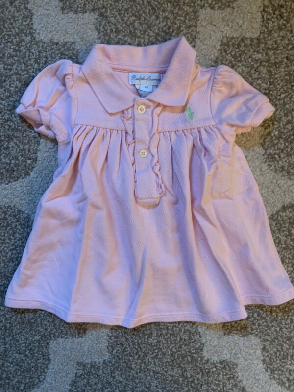 Ralph Lauren Baby Girl 3 Months Pink Polo Dress Pony Euc