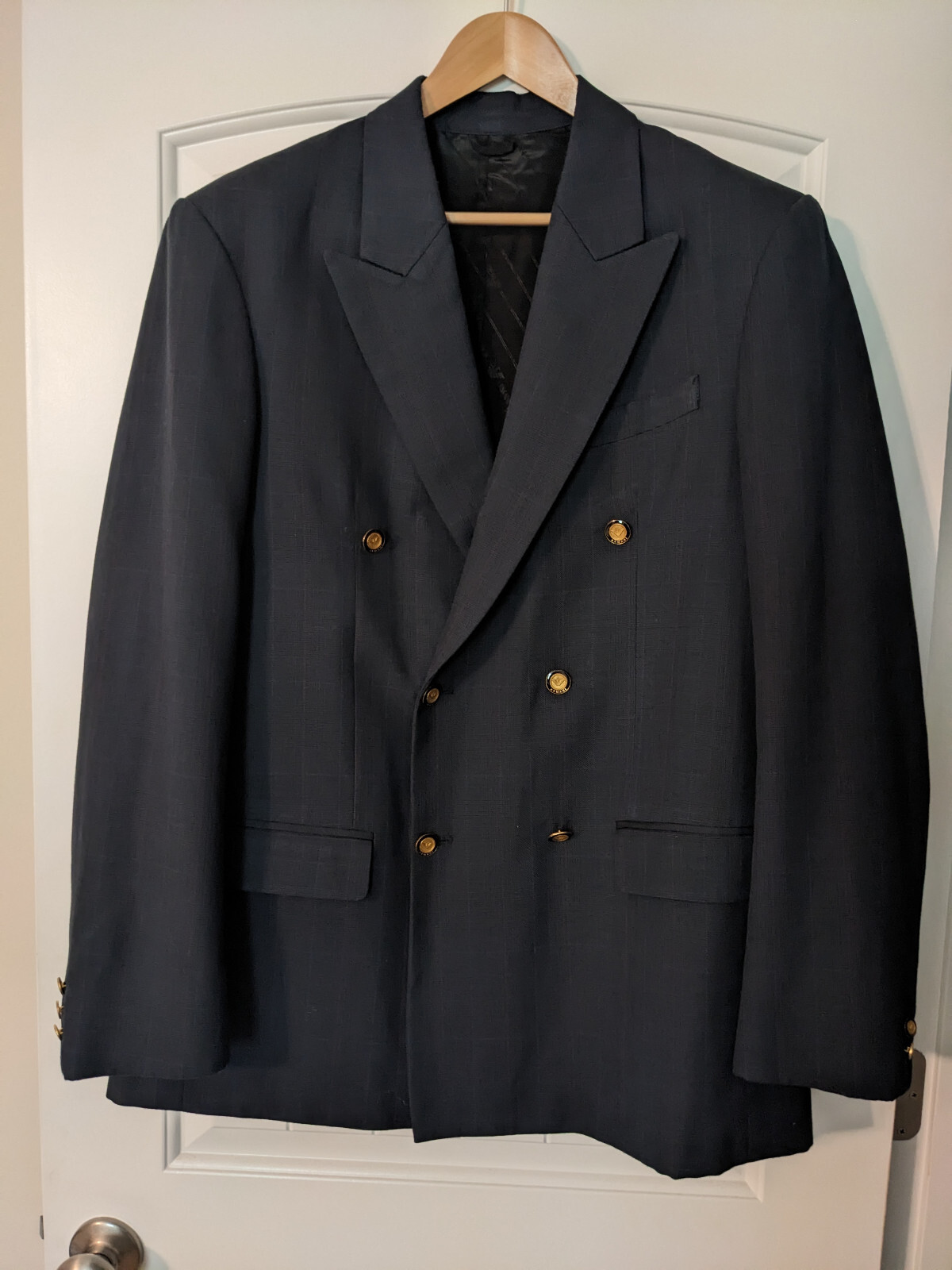 80s Jacket Giorgio Armani Coat Long Winter Fall Coat Blue