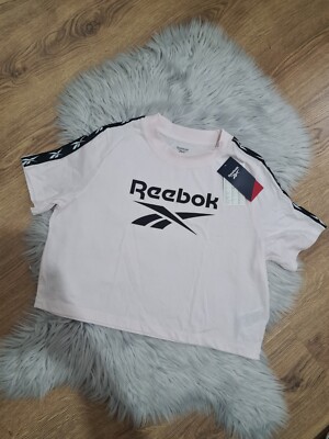 Reebok Light Pink Crop Taped Top Size L Brand New