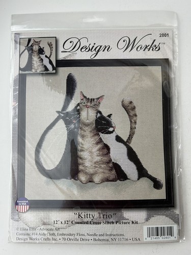 Design Works Kitty Trio Cute Detailed Cats Cross Stitch Kit #DW2801 NOS