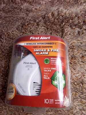 First Alert Wireless Interconnect AC Hardwire Smoke & Fire Alarm NEW