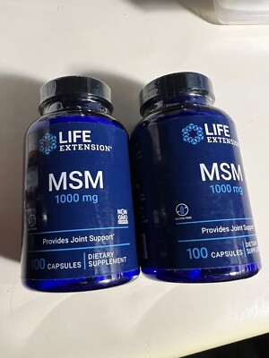 2 PACK Life Extension MSM 1000mg Joint Knee Muscle Health Support 100 Caps 07/23