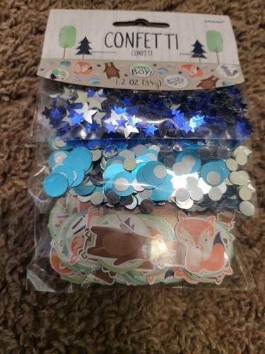 It's A BOY! Baby Shower Confetti For New Baby Boy W/ Woodland Creature Theme