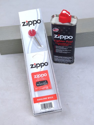 ZIPPO Lighter Combo GIFT BOX SET: 4 fl. oz. Lighter Fuel, 6 Flints, & 1 Wick