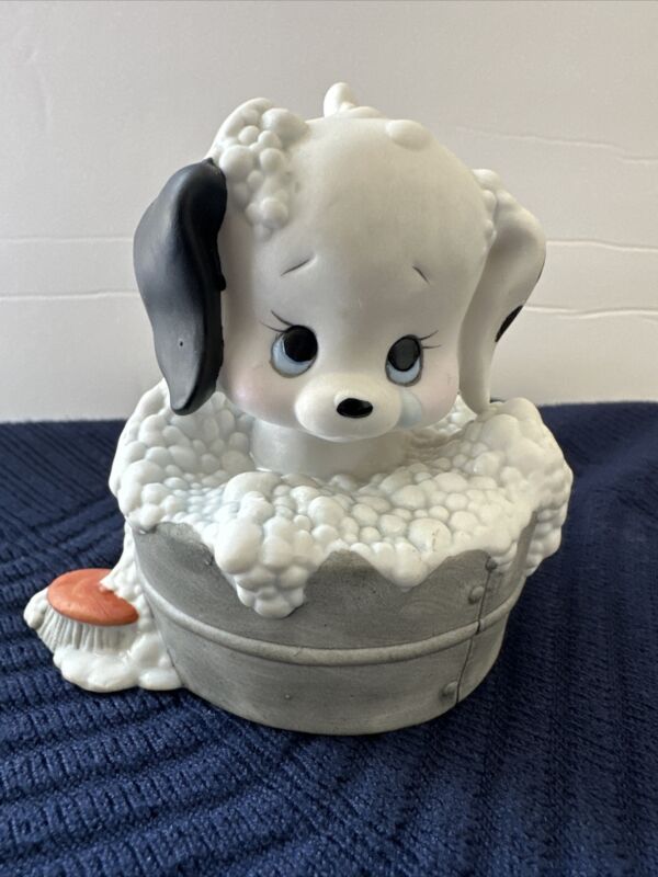 Vintage Dalmatian Puppy Bathing in Soapy Tub  Figurine 3”