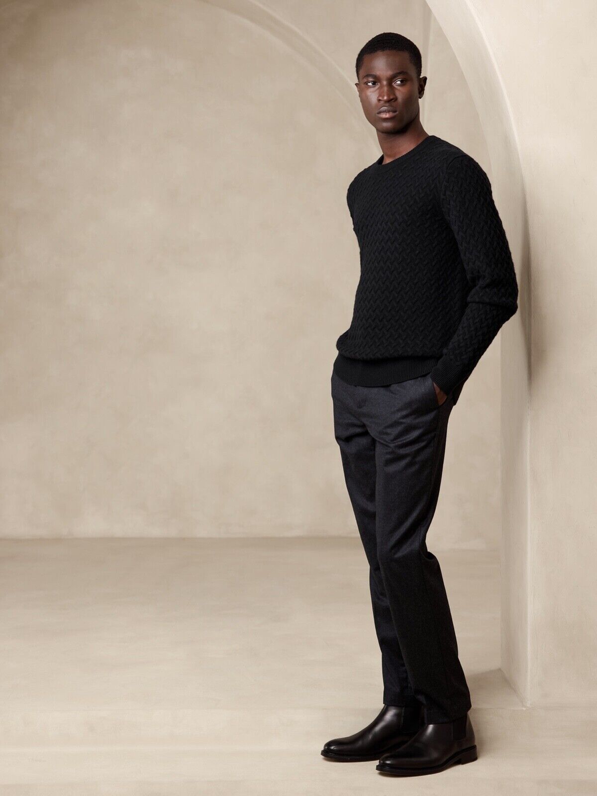 Кашемировый свитер BANANA REPUBLIC Adrien размера XL-Large | Черный #568002 НОВЫЙ