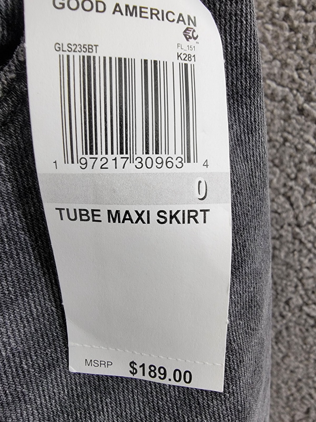Good American Denim Tube Maxi Skirt Women's 0/25 Black Faded Button Zip Closure - Picture 16 of 16