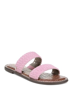 

SAM EDELMAN Женские розовые кожаные шлепанцы без шнуровки с двойным ремешком и двойным ремешком, Розовый, G1644L4