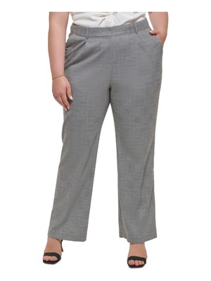 

CALVIN KLEIN Женские серые брюки с крючками и полосой в клетку Прямые брюки Plus, Серый, X26P8784