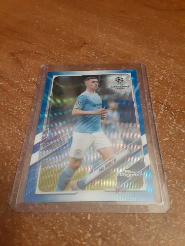 Phil Foden 2020-21 Topps Chrome Blue Refractor Numbered to