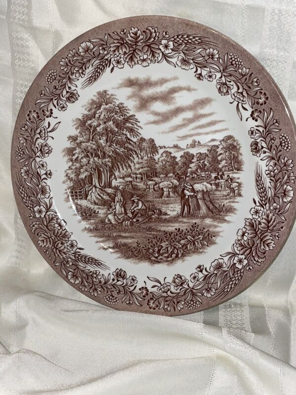 Currier & Ives 8-Dinner Plates & 5-Saucers “Harvest" Pattern, Churchill England