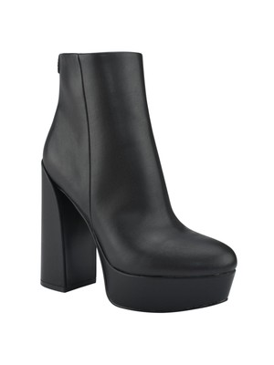 Женские черные комфортные ботильоны GUESS на молнии с круглым носком и блочным каблуком, 8 М