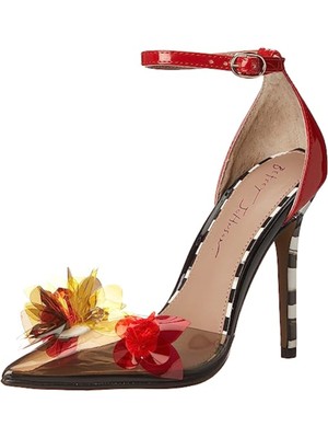 

BETSEY JOHNSON Женские туфли-лодочки на шпильке с острым носком Landyn с красными акцентами, 7 м, Красный, LAND01S5