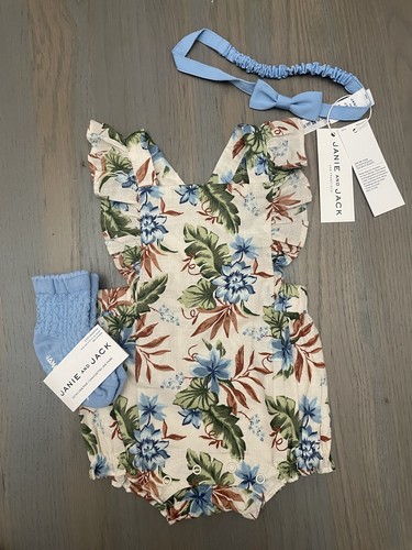 NWT Janie and Jack Infant Baby Girl Flamingo Print Mint Swim Set Sz 18-24