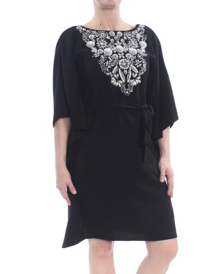 

AIDAN MATTOX Женское черное платье со стразами и цветочным принтом с расклешенными рукавами + расклешенное платье, Черный