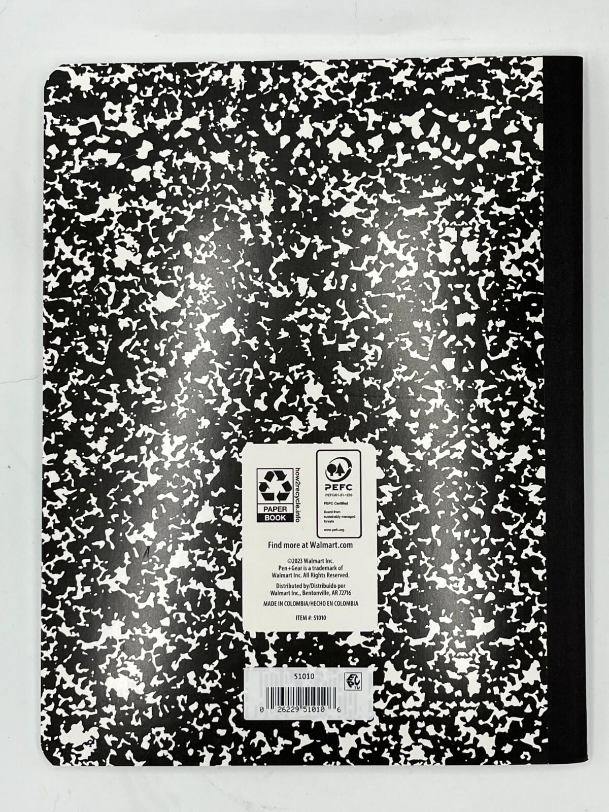 Pen + Gear Composition Book Wide Ruled 80 Pages 9.75" x 7.5" Black and White