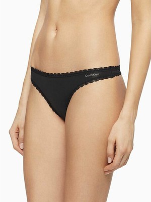 CALVIN KLEIN Intimates Черные трусики-стринги из смеси нейлона на каждый день Размер: XS