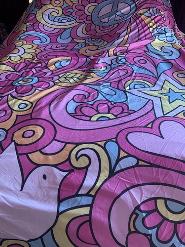 Queen Duvet Comforter Cover 2 Pillow Shams Groovy Flower Pow