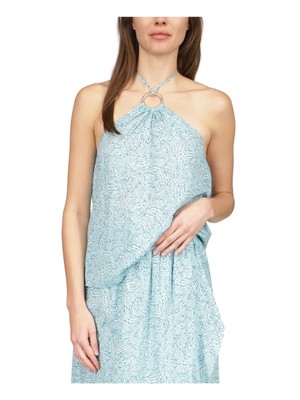 

Женский темно-бирюзовый прозрачный топ без рукавов с бретелькой на бретельках MICHAEL MICHAEL KORS Petites P\S, Teal