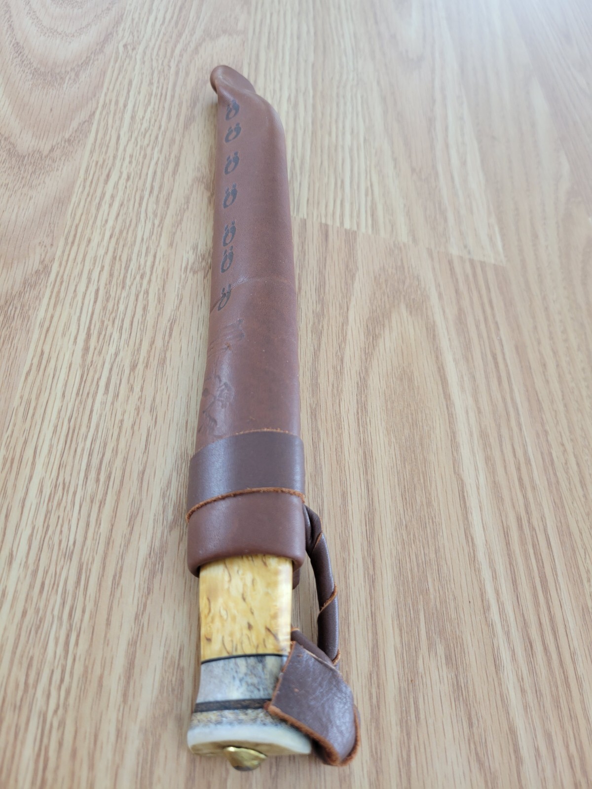 Wood Jewel Vuolu 13 Knife 5" Carbon Steel Blade Curly Birch Handle wBrown Sheath