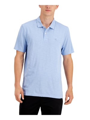 

CALVIN KLEIN Mens Blue Heather Classic Fit Polo, Синий, 40GM228