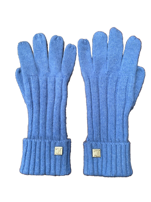 New Les Copain Blue KNITTED GLOVES 60 LambsWool 20 Angora 20