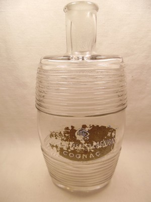 DUBOIS FRÈRES & CAGNION HAND BLOWN COGNAC BOTTLE CLEAR RIBBED BARREL LIKE 1785