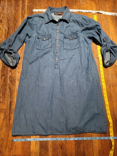 Speed Control New York Womens Sz L Blue Denim Tunic Shirt