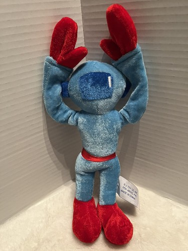 BJ Toy Company Robot Blue Red 8”Plush Stuffed Animal Rare Soft Eyes Toy 2009 EUC