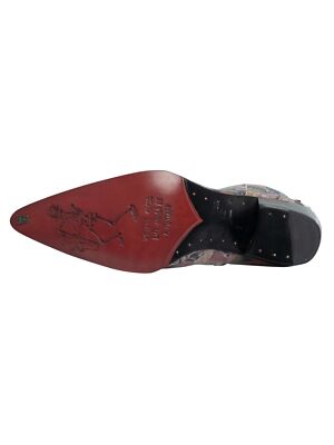 Pre-owned Jeffery West Men's Graphic Leather Boots, Multicoloured In Multicolor