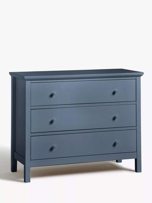 John Lewis Wilton 3 Drawer Chest, Denim Blue Bedroom Storage