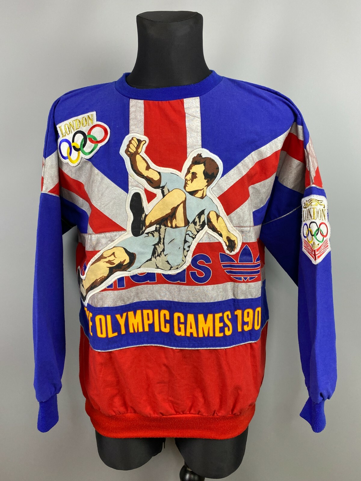 ADIDAS PULLOVER VINTAGE OLYMPIC GAMES LONDON 1908 1948 SHIRT JERSEY MENS SIZE M ADIDAS PULLOVER VINTAGE OLYMPIC GAMES LONDON 1908 1948 SHIRT JERSEY MENS SIZE M