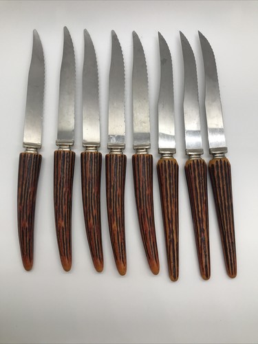 Regent Sheffield Faux Antler Steak Knives Knife Serrated Stainless Steel Lot 8