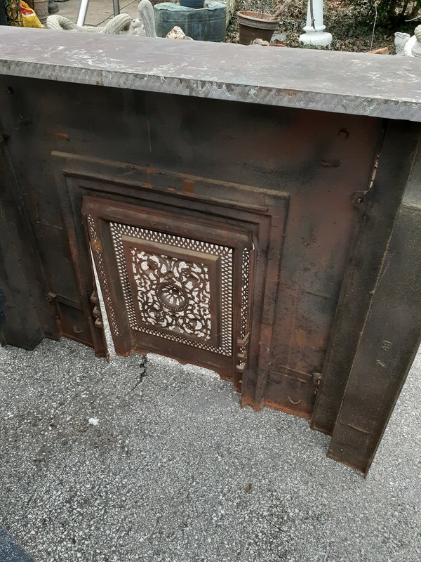 Antique Cast Iron Fireplace Surround W Summer Cover Legs