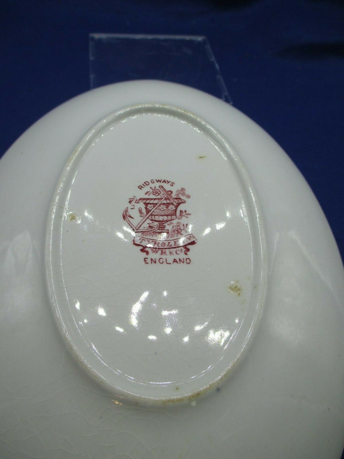 Red & White Ridgway England Gravy Boat & Underplate NICE