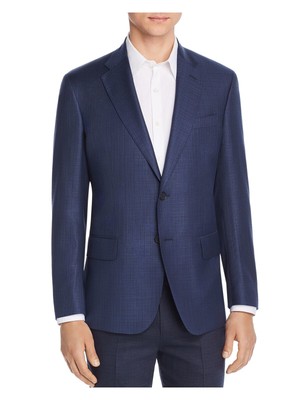 

Дизайнерский бренд Mens Hopsack Blue Однобортный блейзер стандартного кроя, Синий