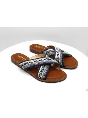 

Женские синие сандалии XOXO с перекрестными ремешками Ron Round Toe Slip On Slide 5,5 M, Navy, XO211272