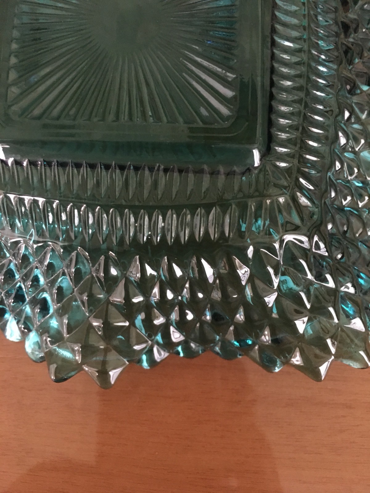 Vintage Blue Colored Glass Square Designed Bowel