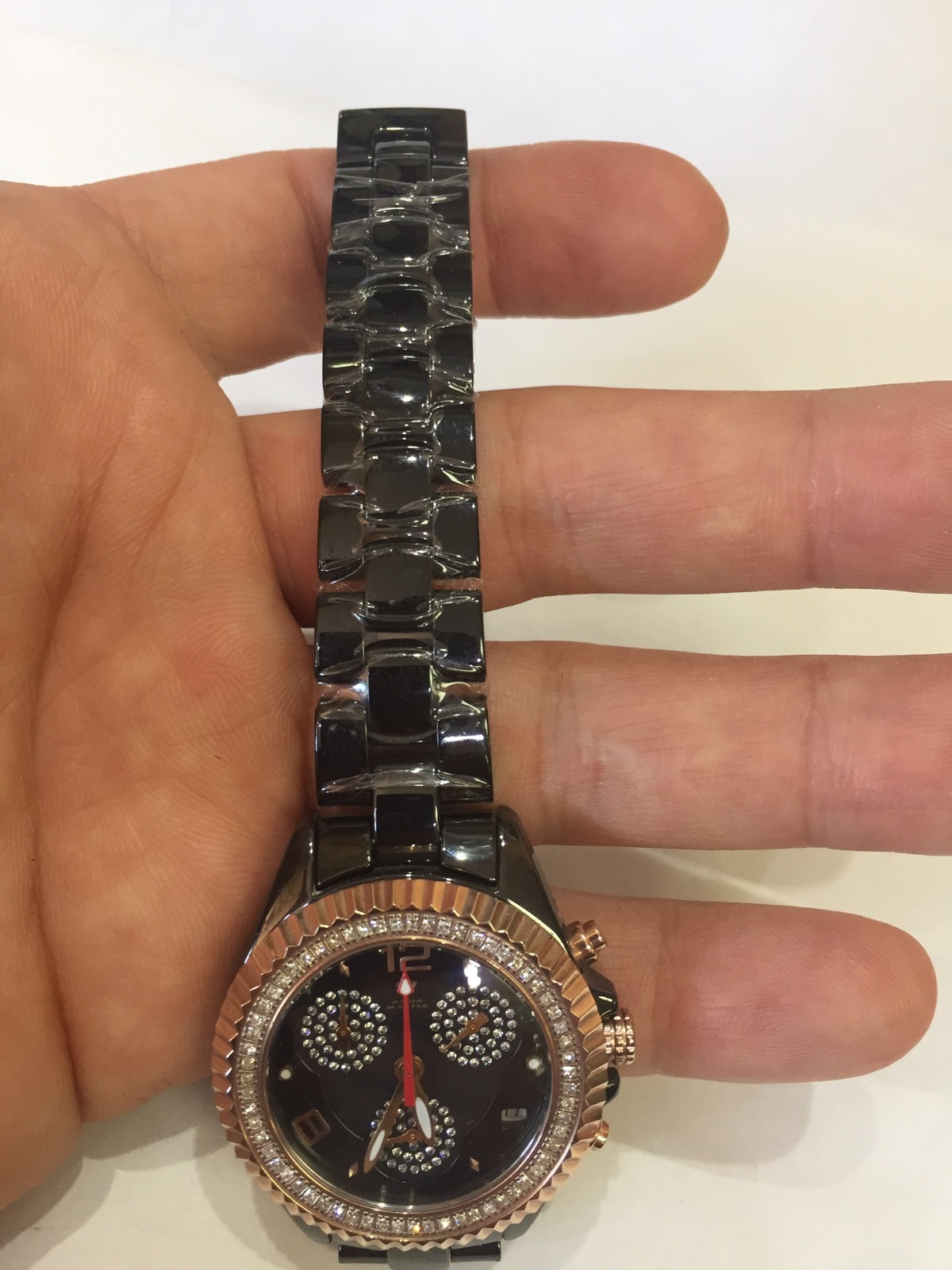 Pre-owned Techno By Jpm 1.25t  Ladies Diamond Black Ceramic Watch Joe Rodeo Aqua Master115s