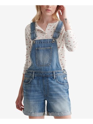 

LUCKY BRAND Женские синие регулируемые короткие шорты на пуговицах по бокам с необработанным краем, комбинезон, Синий