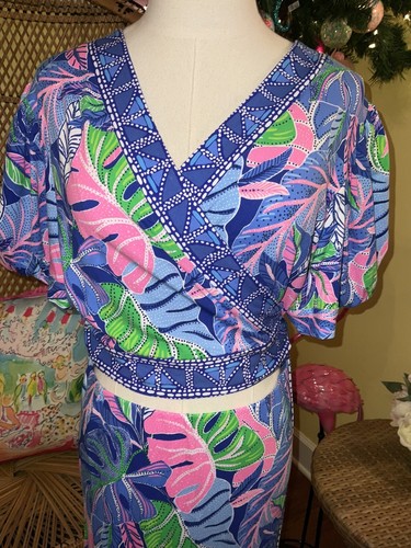 Pre-owned Lilly Pulitzer Sailynn Maxi Set Beleaf In Yourself $258 Size Xl In Multicolor