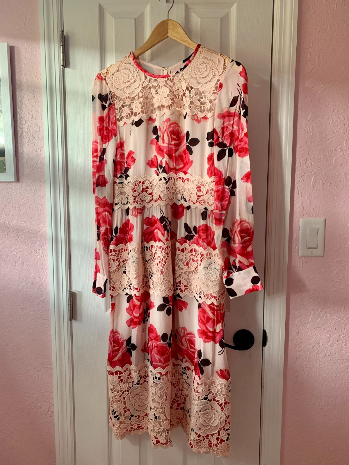 Kate Spade New York Rambling Roses Lace Dress Pink Floral