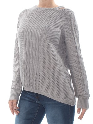 

JESSICA SIMPSON Женский серый свитер Oasis с вырезами и косами с круглым вырезом